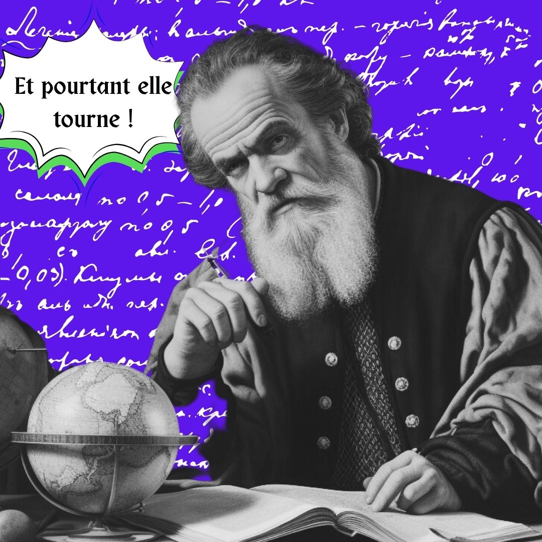 Portrait imaginaire du scientifique Galillée défendant une conception héliocentrique du système solaire