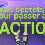 Piste d'athlétisme violette en arrière-plan du titre : "Vos secrets pour passer à l'action"