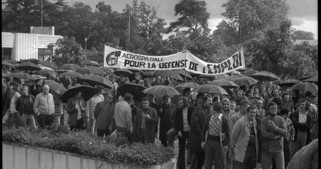 Manif des ouvriers de la SNIAS en 1974
