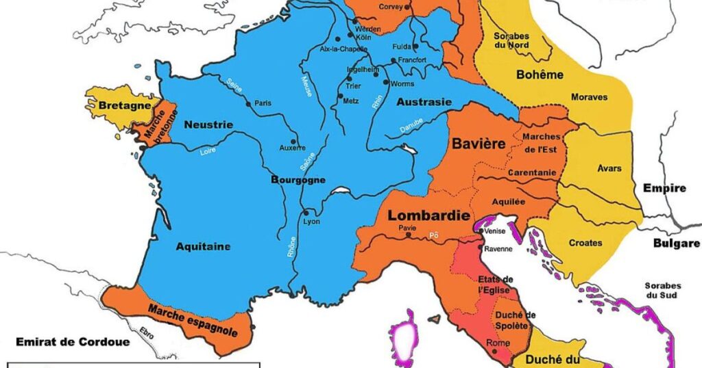 Carte de l'empire de Charlemagne