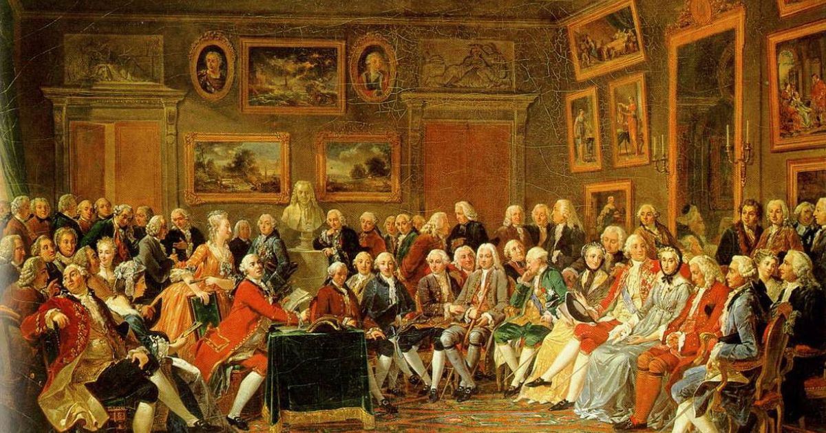 Lecture de la tragédie de "L'Orphelin de la Chine" de Voltaire dans le salon de Madame Geoffrin