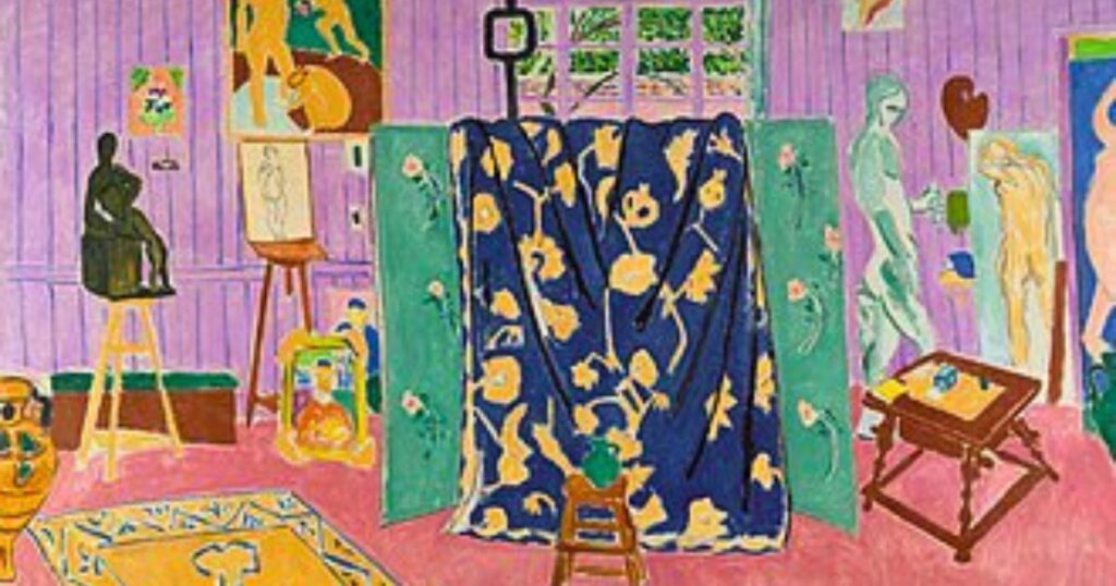 Détail de la peinture de Matisse : l'Atelier rose (1911)