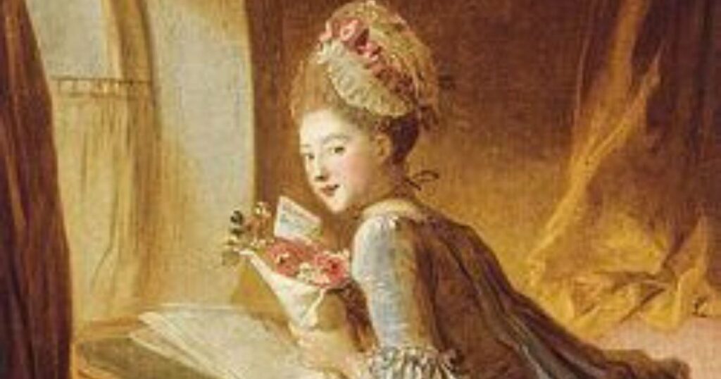 Détail de la peinture de Jean-Honoré Fragonard : La Liseuse (vers 1770)