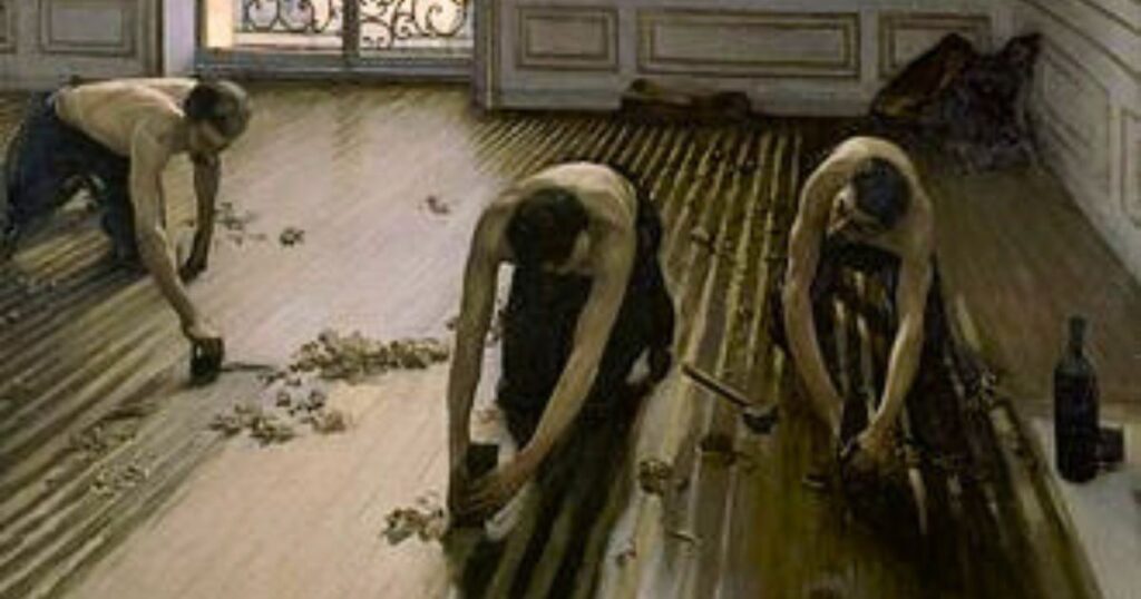 Reproduction des "Raboteurs de parquet" de Caillebotte (1875)