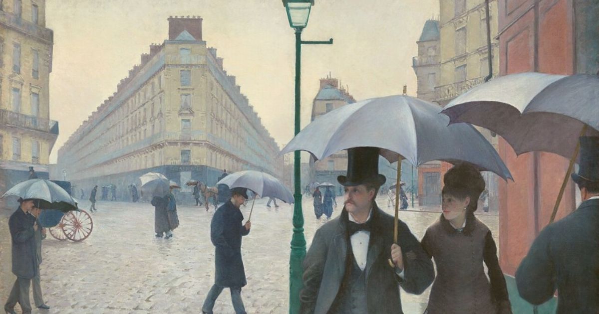 Reproduction du tableau "Rue de Paris, temps de pluie" de Gustave Caillebotte,