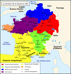 Carte de France du temps des Mérovingiens, premiers rois de France
