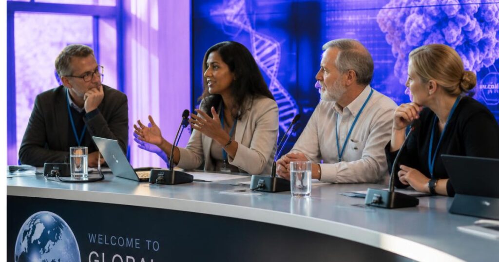 Des scientifiques débattent autour d'une table